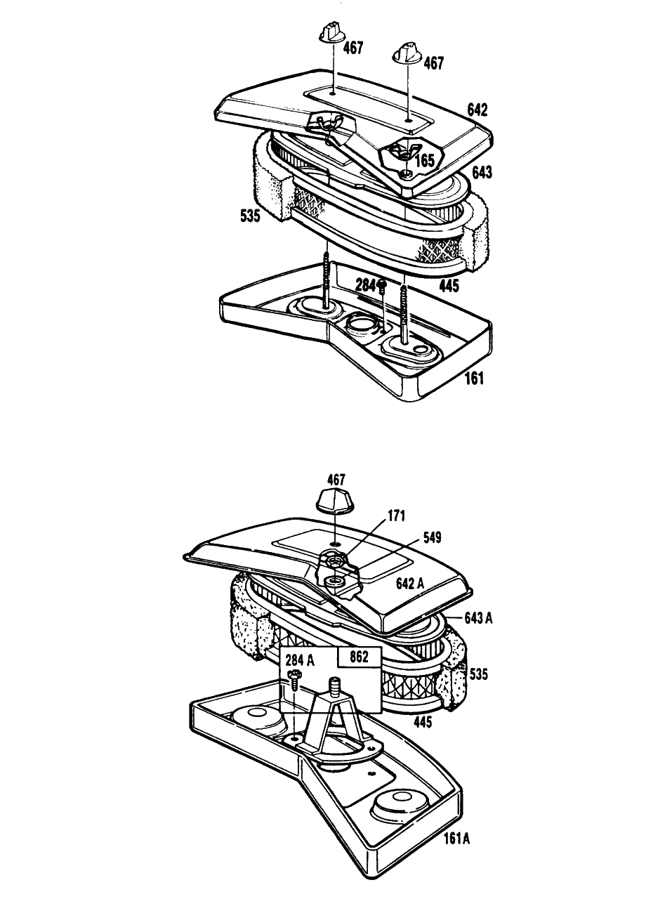 Air Cleaner Groups Diagram and Parts List for 401707-0510-XX  Briggs and Stratton Engine